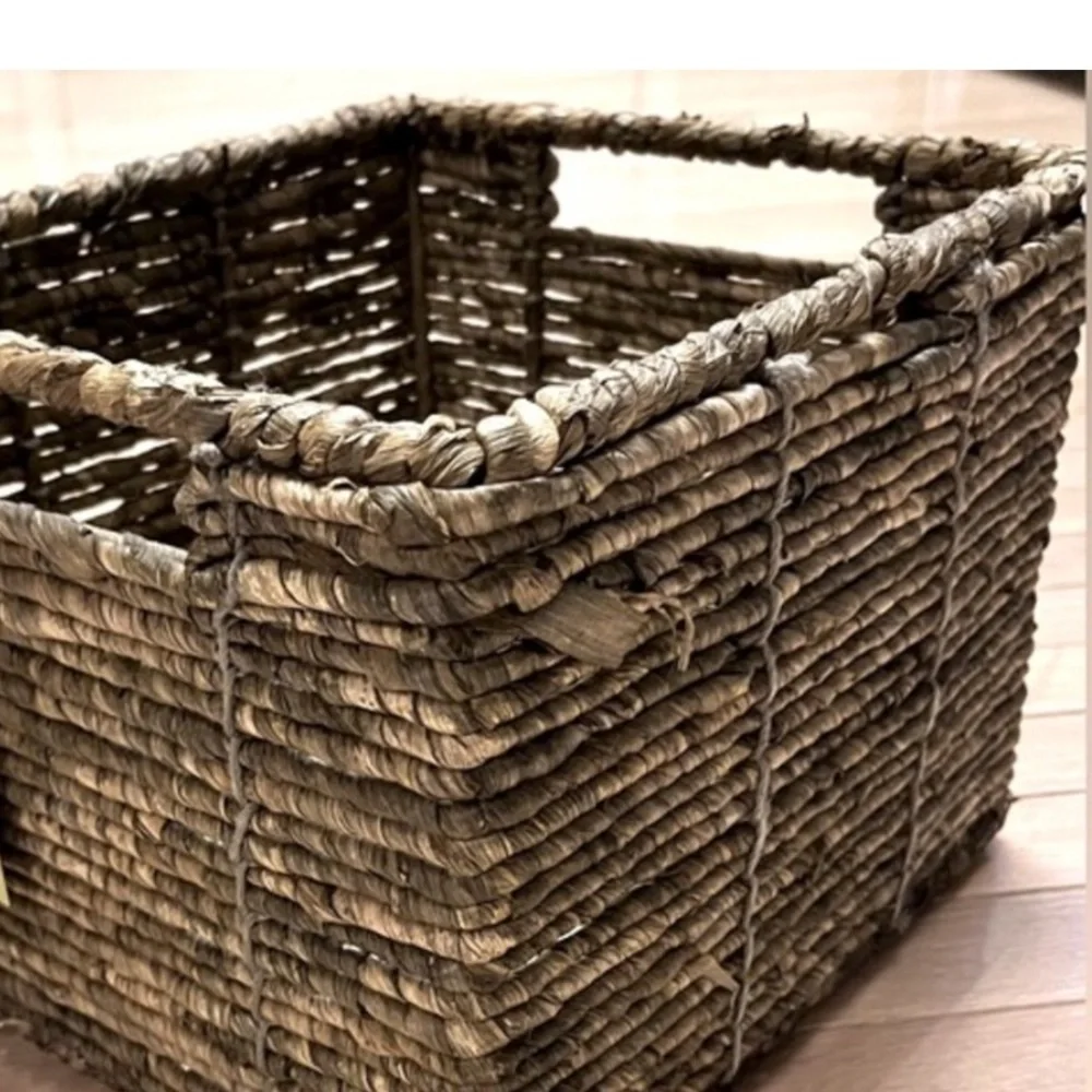 Woven Seagrass Maize Medium Storage Basket with Handles - Brown